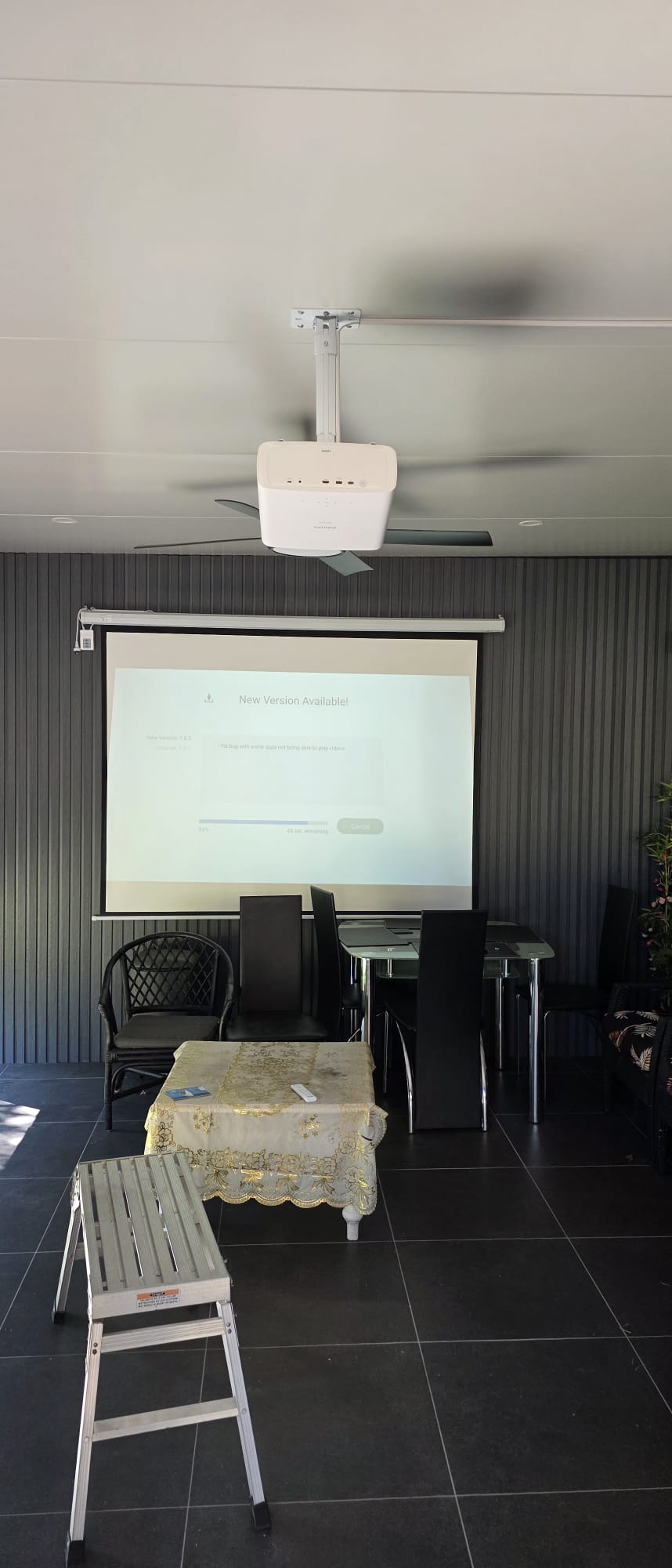 Projector and screen installation